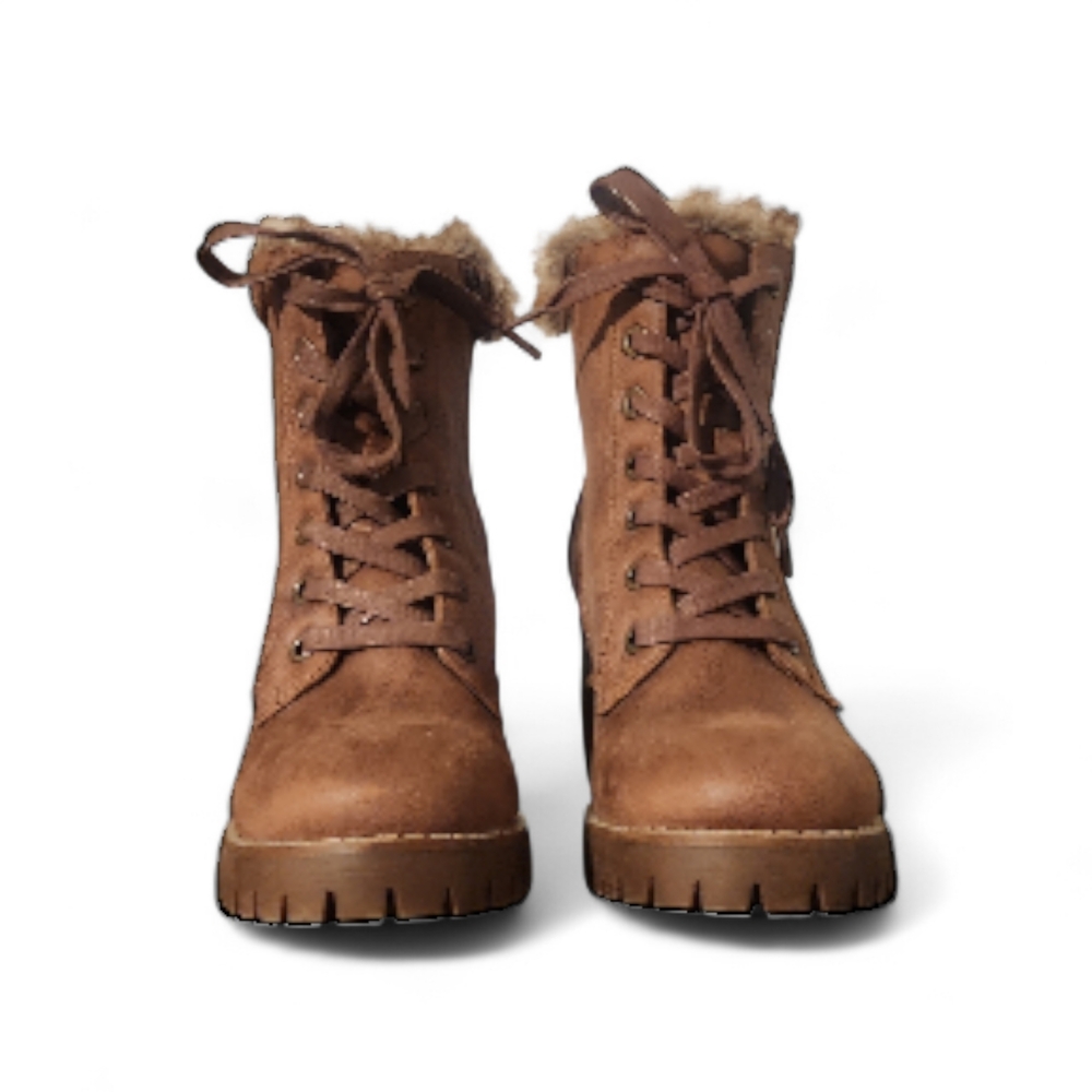 Women's Brown Lace-Up Bootssteve madden faux fur boot 7.5